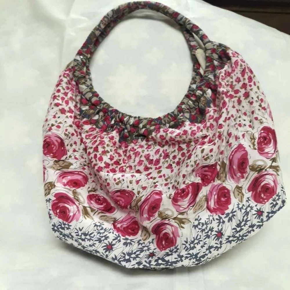 Summer Hobo Purse Multicolor Floral Snap Dual Handle Phone Pocket L